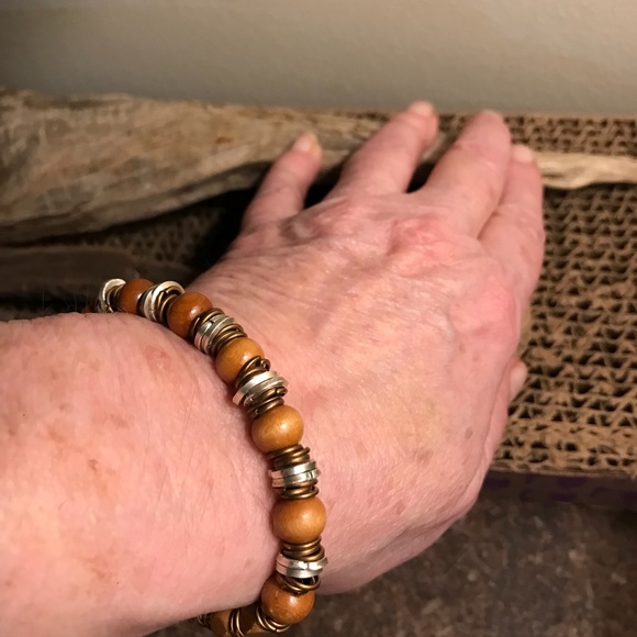 8 in.Unisex Bracelet Sterling Silver, Bronze,Wood, and Elk Horn Handmade - Picture 2 of 7